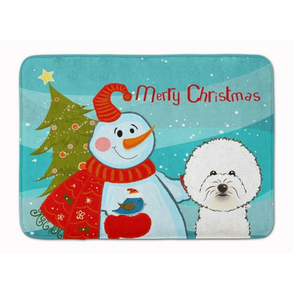 Carolines Treasures BB1837RUG Snowman with Bichon Frise Machine Washable Memory Foam Mat 19 X 27" multicolor