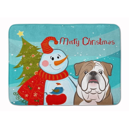 Carolines Treasures BB1839RUG Snowman with English Bulldog Machine Washable Memory Foam Mat 19 X 27" multicolor
