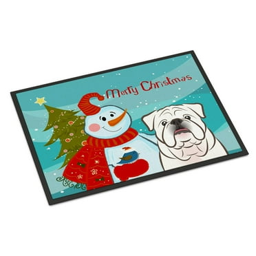 Carolines Treasures BB1840JMAT Snowman With White English Bulldog Indoor & Outdoor Mat- 24 x 36 in.