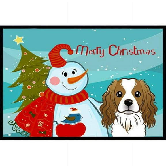 Carolines Treasures BB1844MAT Snowman With Cavalier Spaniel Indoor & Outdoor Mat- 18 x 27 in.