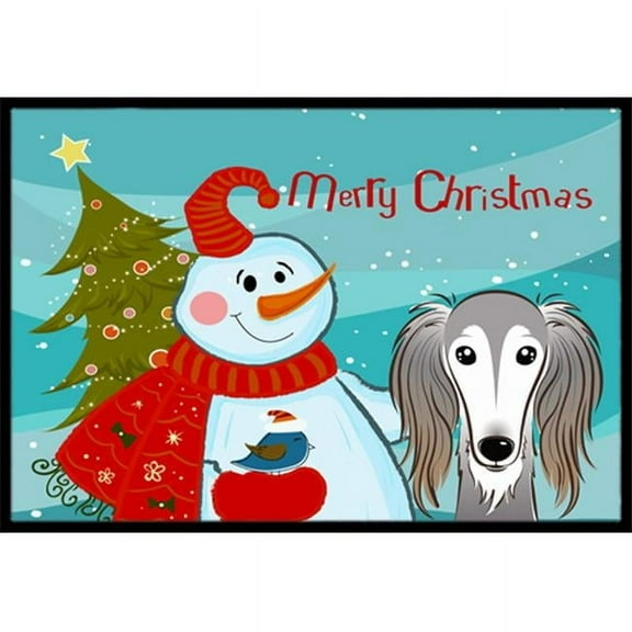 Carolines Treasures BB1849MAT Snowman With Saluki Indoor & Outdoor Mat- 18 x 27 in.