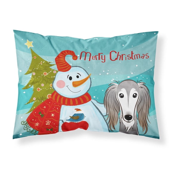 Carolines Treasures BB1849PILLOWCASE Snowman with Saluki Fabric Standard Pillowcase Standard multicolor