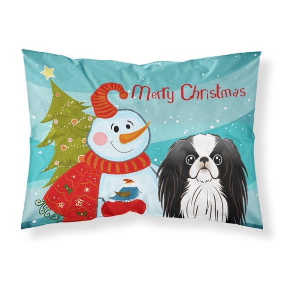 Carolines Treasures BB1850PILLOWCASE Snowman with Japanese Chin Fabric Standard Pillowcase Standard multicolor
