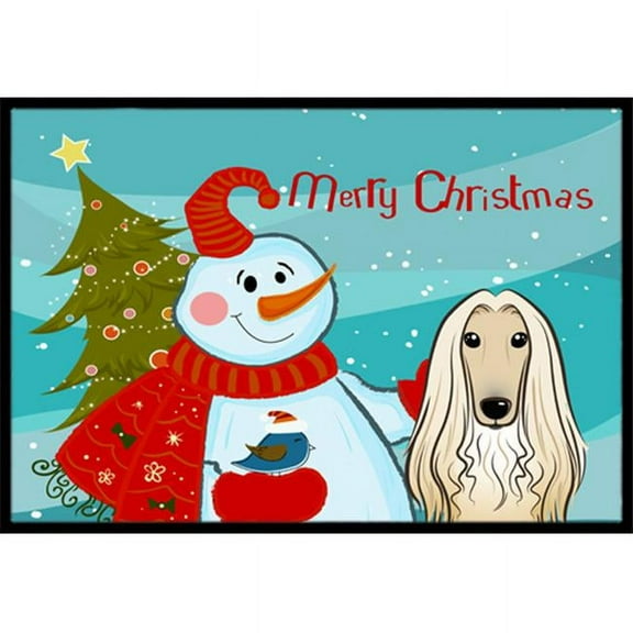Caroline's Treasures BB1864MAT Snowman with Afghan Hound Door Mat, Indoor Rug or Outdoor Welcome Mat 18x27 Doormat , 18H