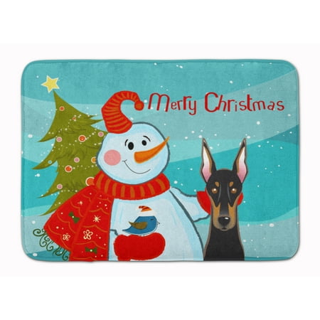 Carolines Treasures BB1865RUG Snowman with Doberman Machine Washable Memory Foam Mat 19 X 27" multicolor