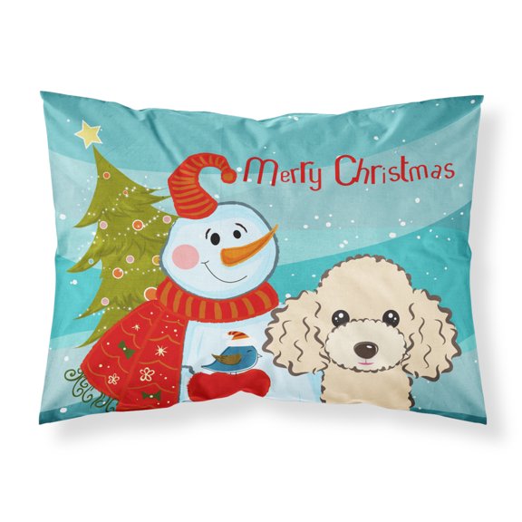 Carolines Treasures BB1878PILLOWCASE Snowman with Buff Poodle Fabric Standard Pillowcase Standard multicolor