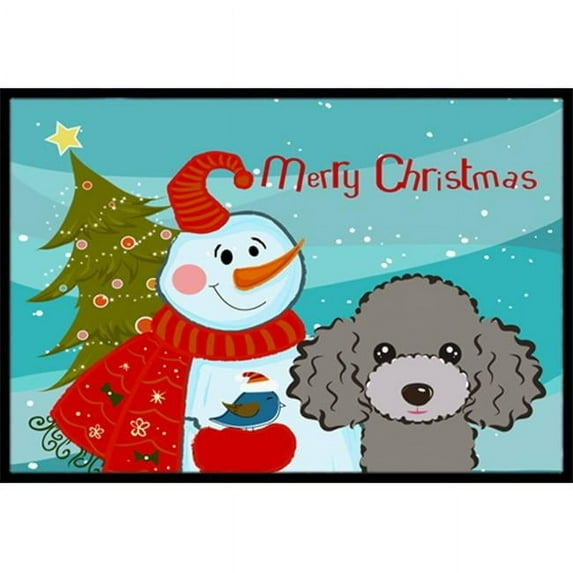 Carolines Treasures BB1879JMAT Snowman With Silver Gray Poodle Indoor & Outdoor Mat- 24 x 36 in.