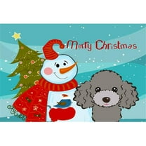 Carolines Treasures BB1879PLMT Snowman With Silver Gray Poodle Fabric Placemat