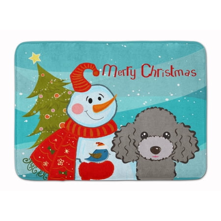 Carolines Treasures BB1879RUG Snowman with Silver Gray Poodle Machine Washable Memory Foam Mat 19 X 27" multicolor