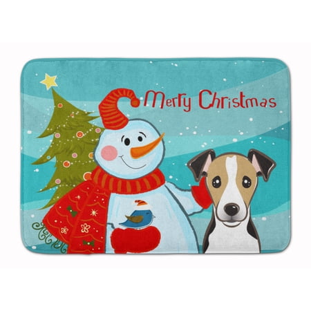 Carolines Treasures BB1881RUG Snowman with Jack Russell Terrier Machine Washable Memory Foam Mat 19 X 27" multicolor