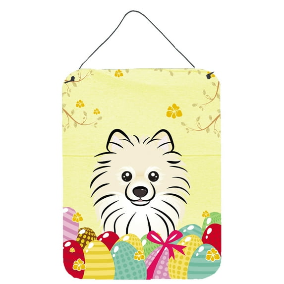 Carolines Treasures BB1889DS1216 Pomeranian Easter Egg Hunt Wall or Door Hanging Prints