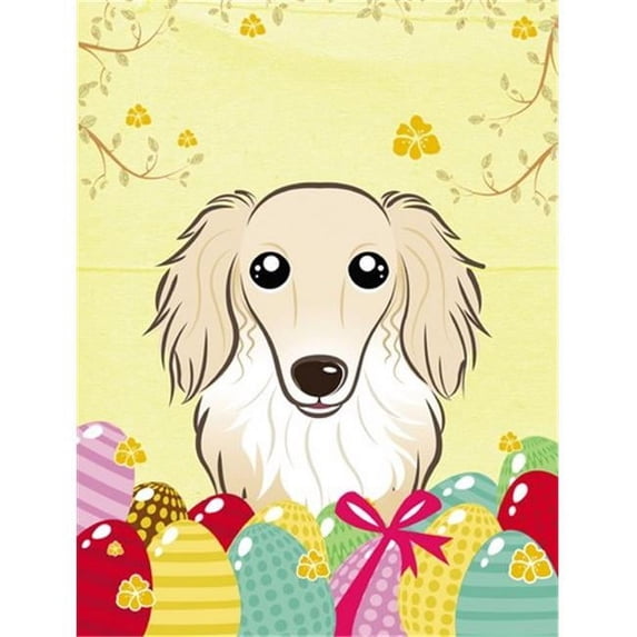 Caroline's Treasures BB1894GF Longhair Creme Dachshund Easter Egg Hunt Flag Garden Size , Small, multicolor