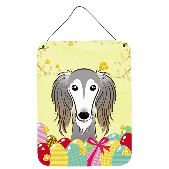 Caroline's Treasures BB1911DS1216 Saluki Easter Egg Hunt Wall or Door Hanging Prints, 12x16, multicolor