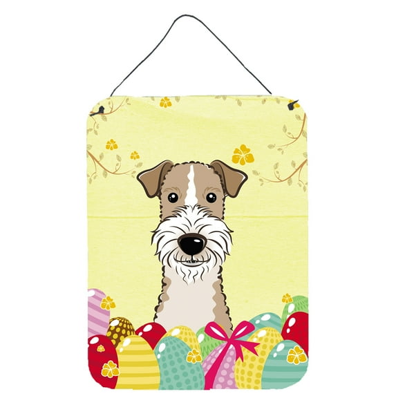 Caroline's Treasures BB1929DS1216 Wire Haired Fox Terrier Easter Egg Hunt Wall or Door Hanging Prints, 12x16, multicolor