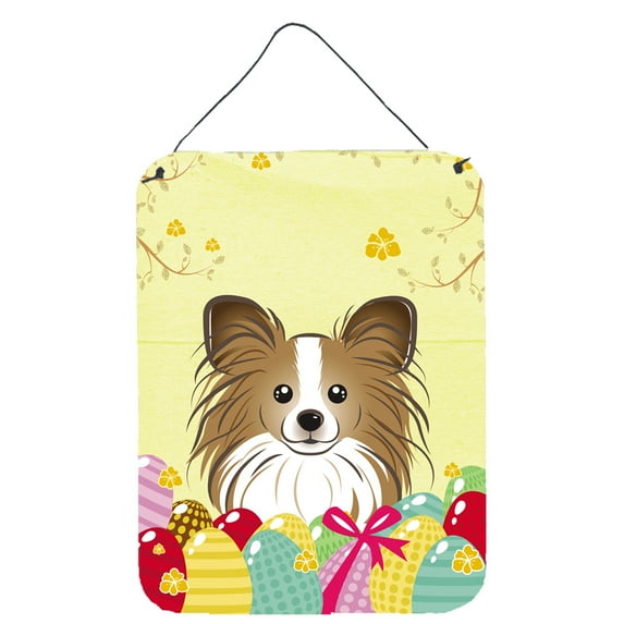 Caroline's Treasures BB1930DS1216 Papillon Easter Egg Hunt Wall or Door Hanging Prints, 12x16, multicolor