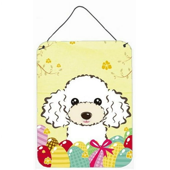 Caroline's Treasures BB1939DS1216 White Poodle Easter Egg Hunt Wall or Door Hanging Prints, 12x16, multicolor