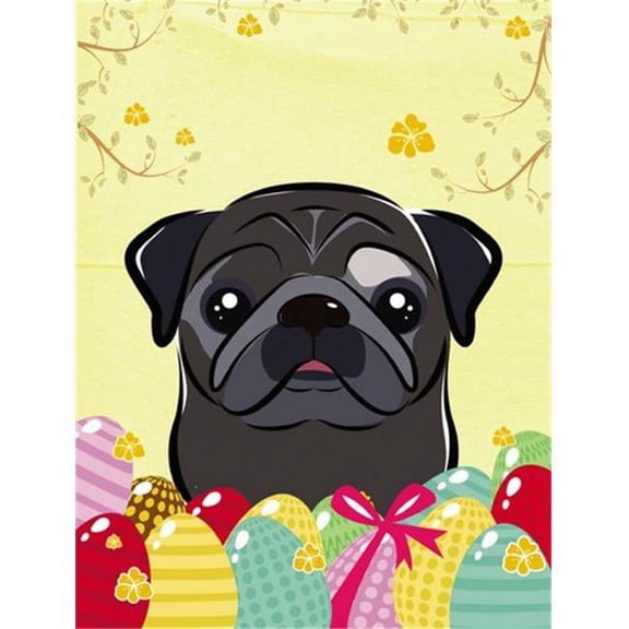 Black Pug Easter Egg Hunt Flag Garden Size BB1945GF