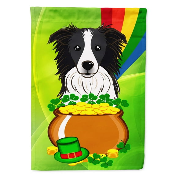 Caroline's Treasures BB1985GF Border Collie St. Patrick's Day Flag Garden Size , Small, multicolor