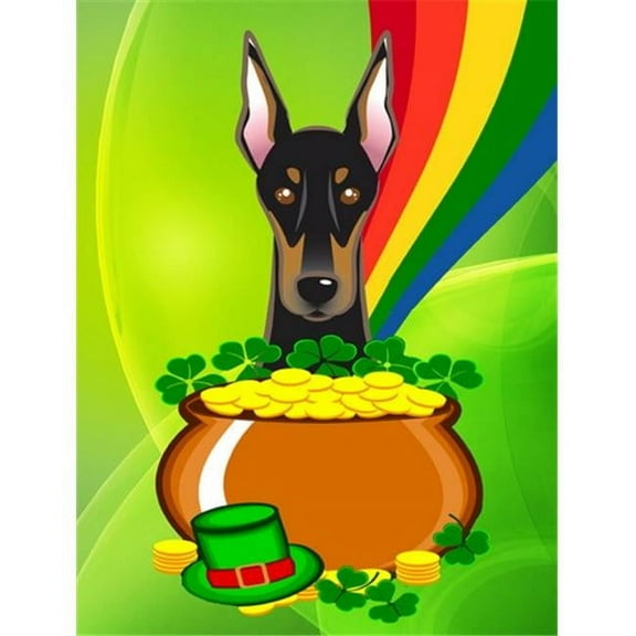 Caroline's Treasures BB1989GF Doberman St. Patrick's Day Flag Garden Size , Small, multicolor