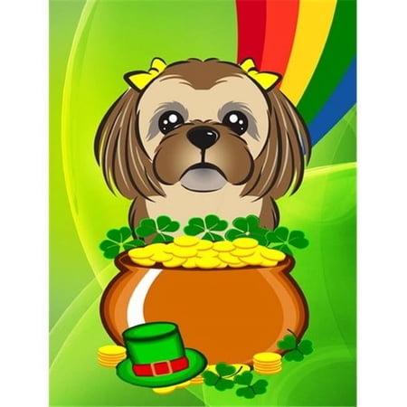 Chocolate Brown Shih Tzu St. Patrick's Day Flag Garden Size BB1993GF
