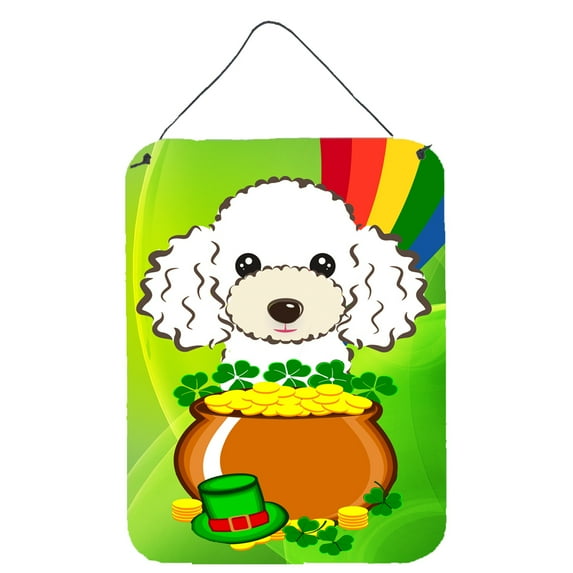 Caroline's Treasures BB2001DS1216 White Poodle St. Patrick's Day Wall or Door Hanging Prints, 12x16, multicolor