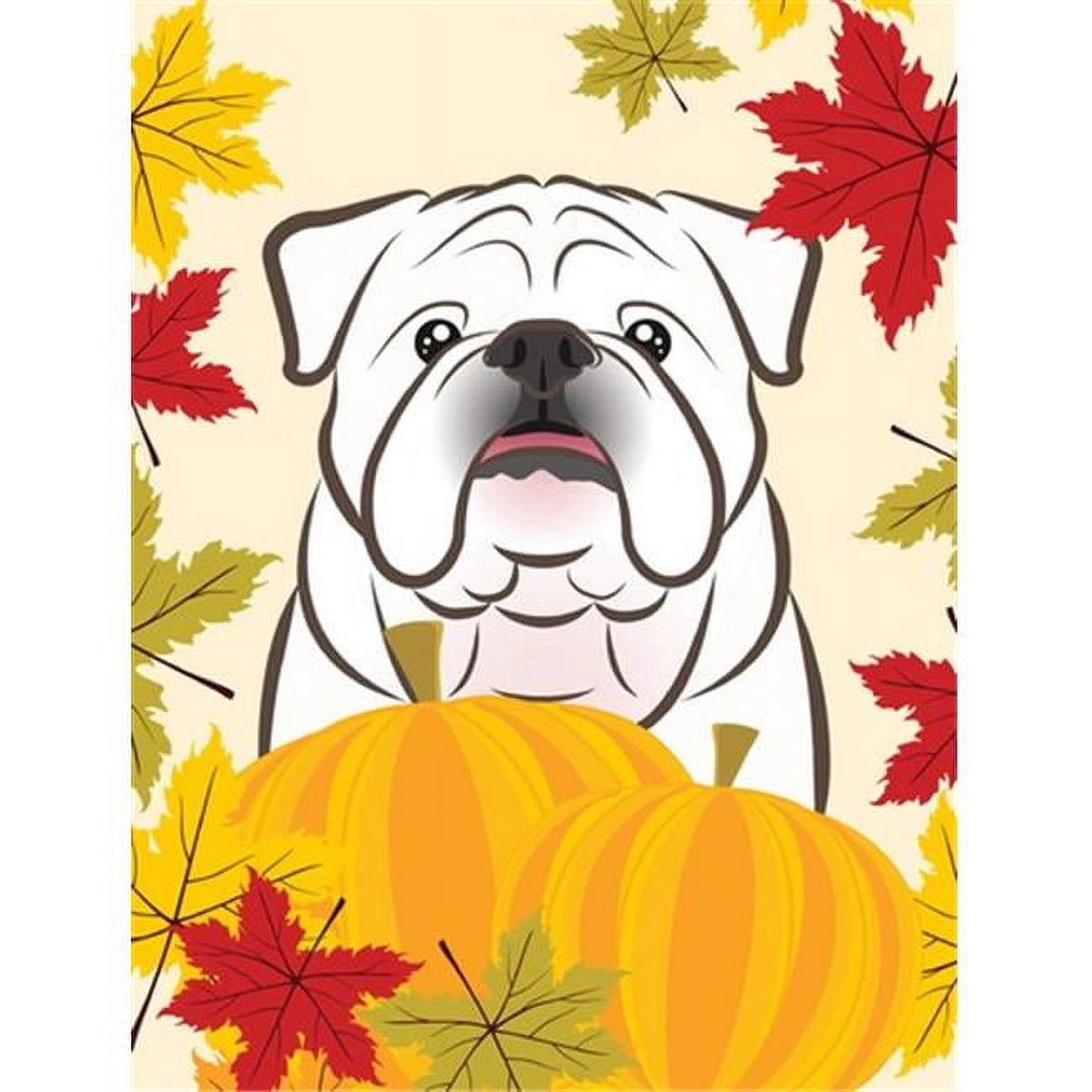 Carolines Treasures BB2026CHF White English Bulldog Thanksgiving Canvas House Flag