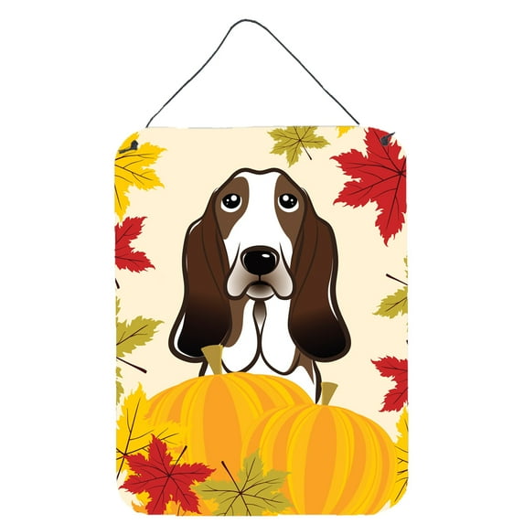 Caroline's Treasures BB2049DS1216 Basset Hound Thanksgiving Wall or Door Hanging Prints, 12x16, multicolor