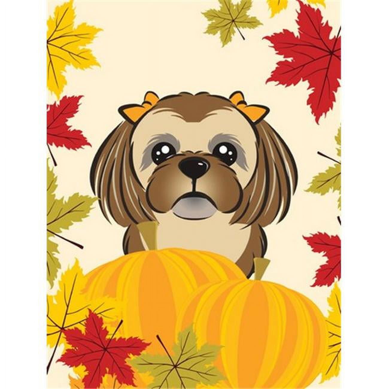 Carolines Treasures BB2055GF Chocolate Brown Shih Tzu Thanksgiving Flag Garden