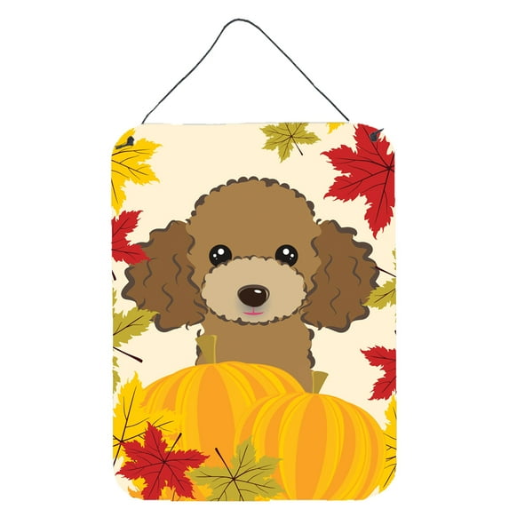 Carolines Treasures BB2062DS1216 Chocolate Brown Poodle Thanksgiving Wall or Door Hanging Prints