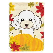 Caroline's Treasures BB2063CHF White Poodle Thanksgiving Flag Canvas House Size , Large, multicolor