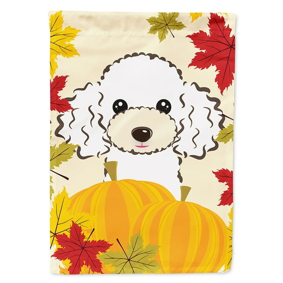 Caroline's Treasures BB2063CHF White Poodle Thanksgiving Flag Canvas House Size , Large, multicolor