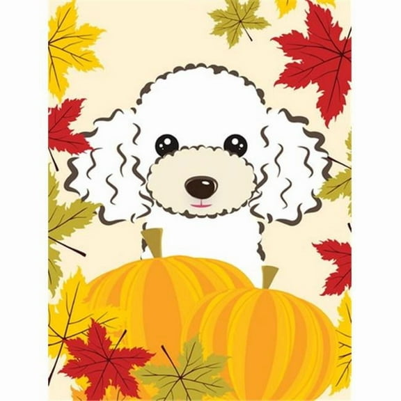 Caroline's Treasures BB2063GF White Poodle Thanksgiving Flag Garden Size , Small, multicolor