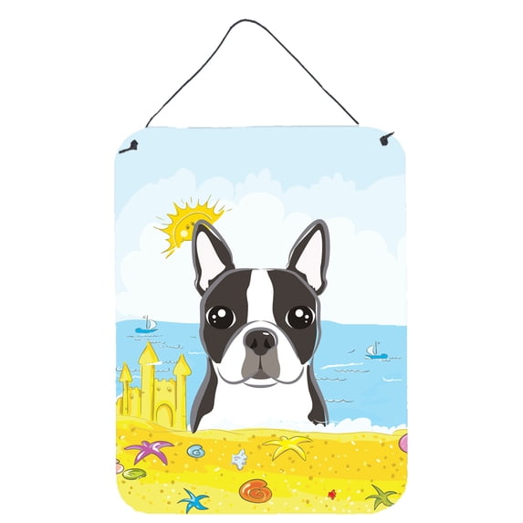 Boston Terrier Summer Beach Wall or Door Hanging Prints