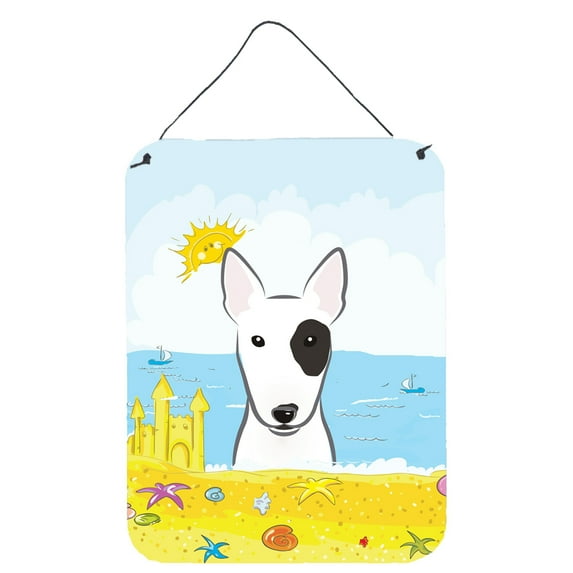Caroline's Treasures BB2077DS1216 Bull Terrier Summer Beach Wall or Door Hanging Prints, 12x16, multicolor