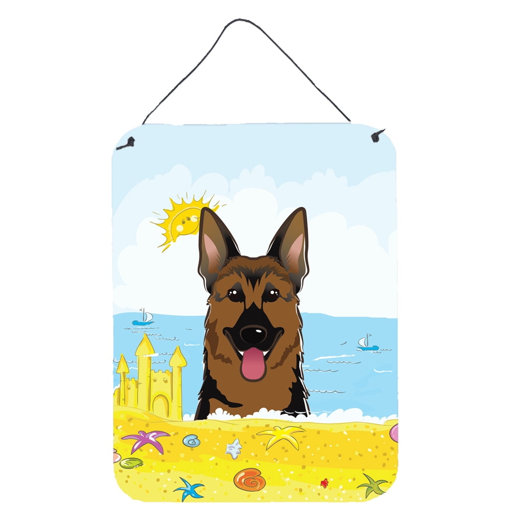 Caroline's Treasures BB2079DS1216 German Shepherd Summer Beach Wall or Door Hanging Prints, 12x16, multicolor