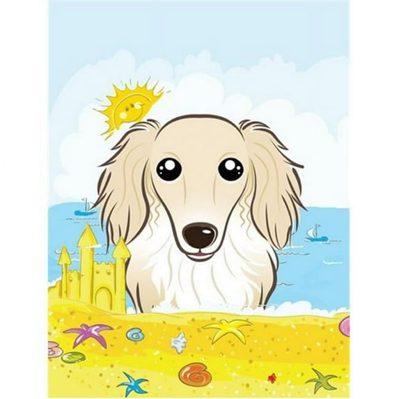 Caroline's Treasures BB2080GF Longhair Creme Dachshund Summer Beach Flag Garden Size , Small, multicolor