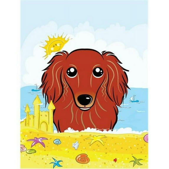 Carolines Treasures BB2082CHF Longhair Red Dachshund Summer Beach Canvas House Flag