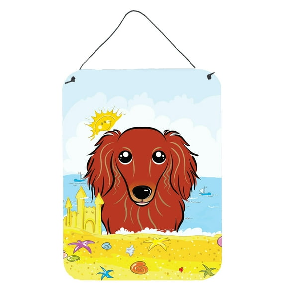 Carolines Treasures BB2082DS1216 Longhair Red Dachshund Summer Beach Wall or Door Hanging Prints