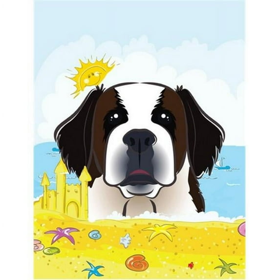 Carolines Treasures BB2114CHF Saint Bernard Summer Beach Canvas House Flag