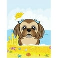 thumbnail image 1 of Chocolate Brown Shih Tzu Summer Beach Flag Canvas House Size BB2117CHF, 1 of 4