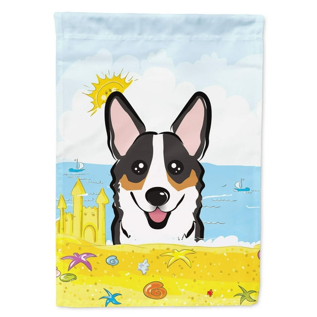 Carolines Treasures BB2123CHF Tricolor Corgi Summer Beach Canvas House Flag