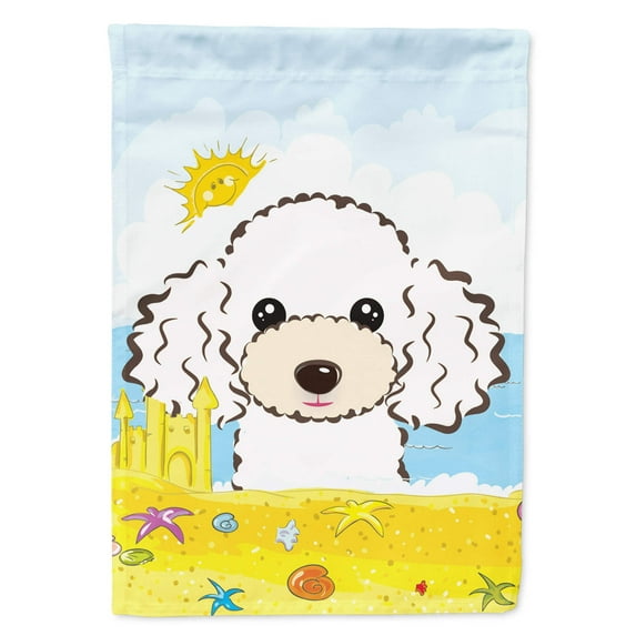 White Poodle Summer Beach Flag Garden Size BB2125GF
