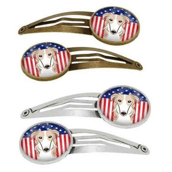 Carolines Treasures BB2132HCS4 American Flag & Jack Russell Terrier Barrettes Hair Clips, 0.75 x 0.25 x 2.25 in. - Set of 4
