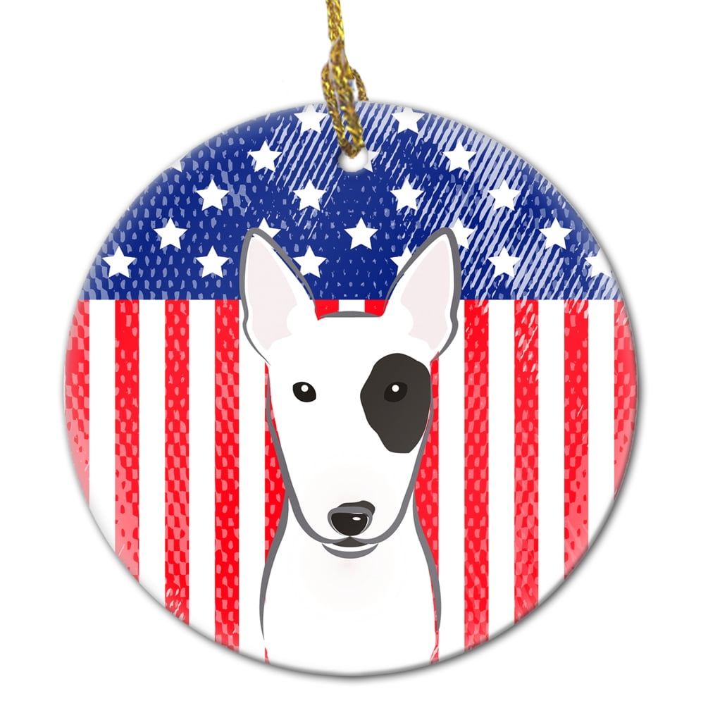 Carolines Treasures BB2139CO1 Flag & Bull Terrier Ceramic Ornament