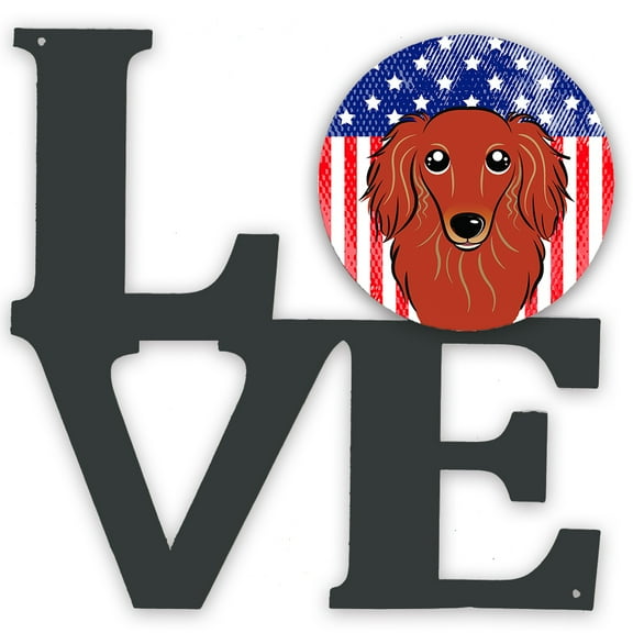 Carolines Treasures BB2144WALV American Flag and Longhair Red Dachshund Metal Wall Artwork LOVE 12X12 multicolor