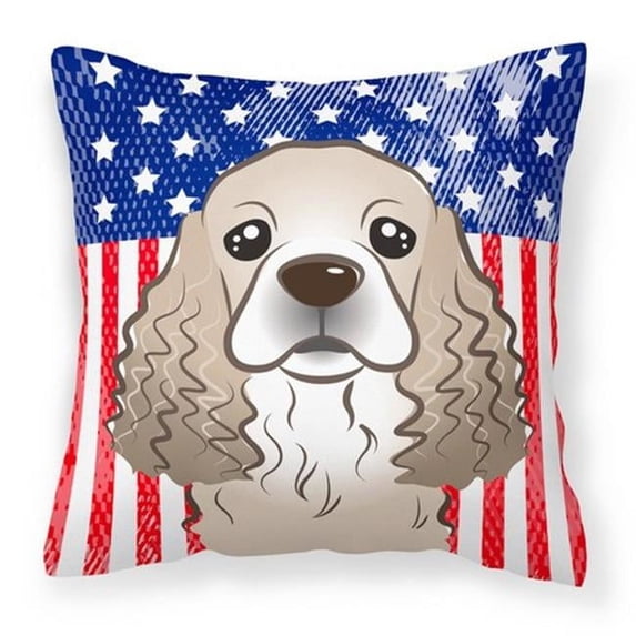 American Flag and Cocker Spaniel Fabric Decorative Pillow BB2146PW1414