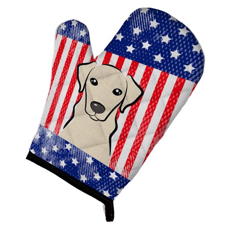 Carolines Treasures BB2152OVMT American Flag and Yellow Labrador Oven Mitt Large multicolor