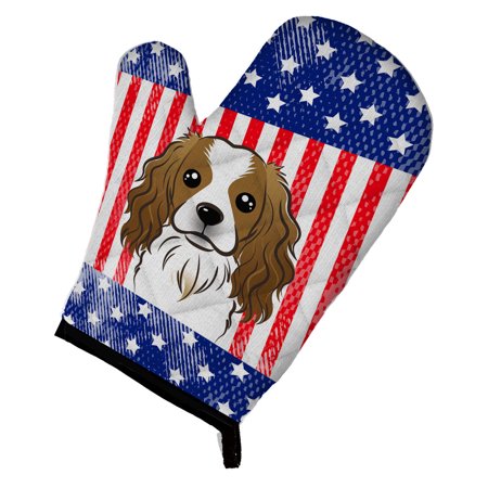 American Flag and Cavalier Spaniel Oven Mitt