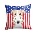 thumbnail image 1 of Caroline's Treasures BB2158PW1414 American Flag and Borzoi Fabric Decorative Pillow , 14Hx14W, multicolor, 1 of 4