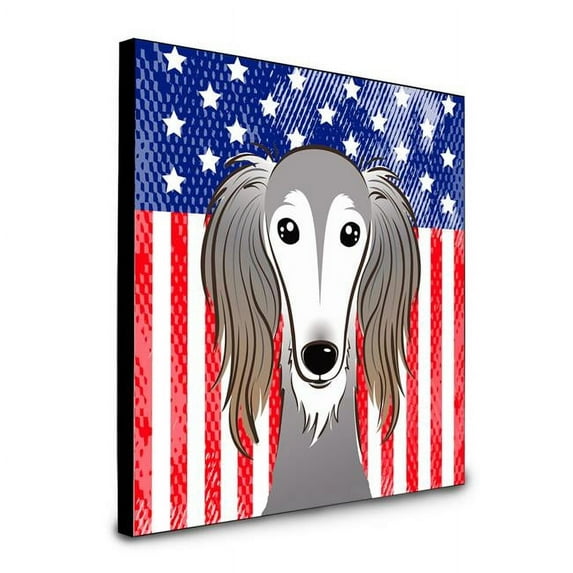 Carolines Treasures 8 x 8 x 0.625 in. American Flag & Saluki Artwork Panel Wall Decor